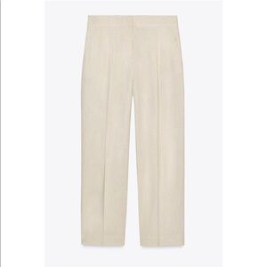 Zara Pleated Linen Straight Leg Pants XS